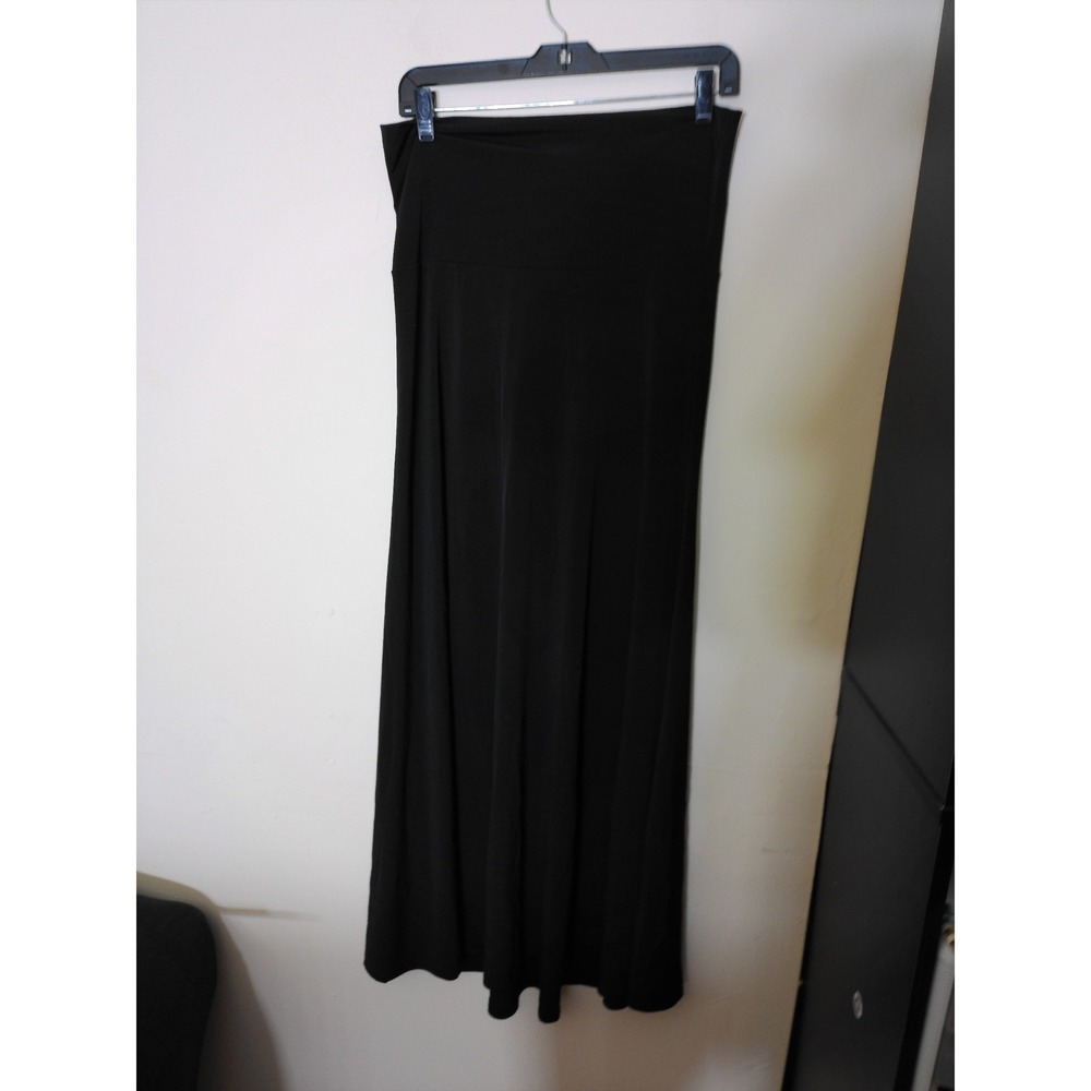 LuLaRoe Maxi Skirt Women Small Black Solid Fold Over Waist A-Line Flowy Jersey